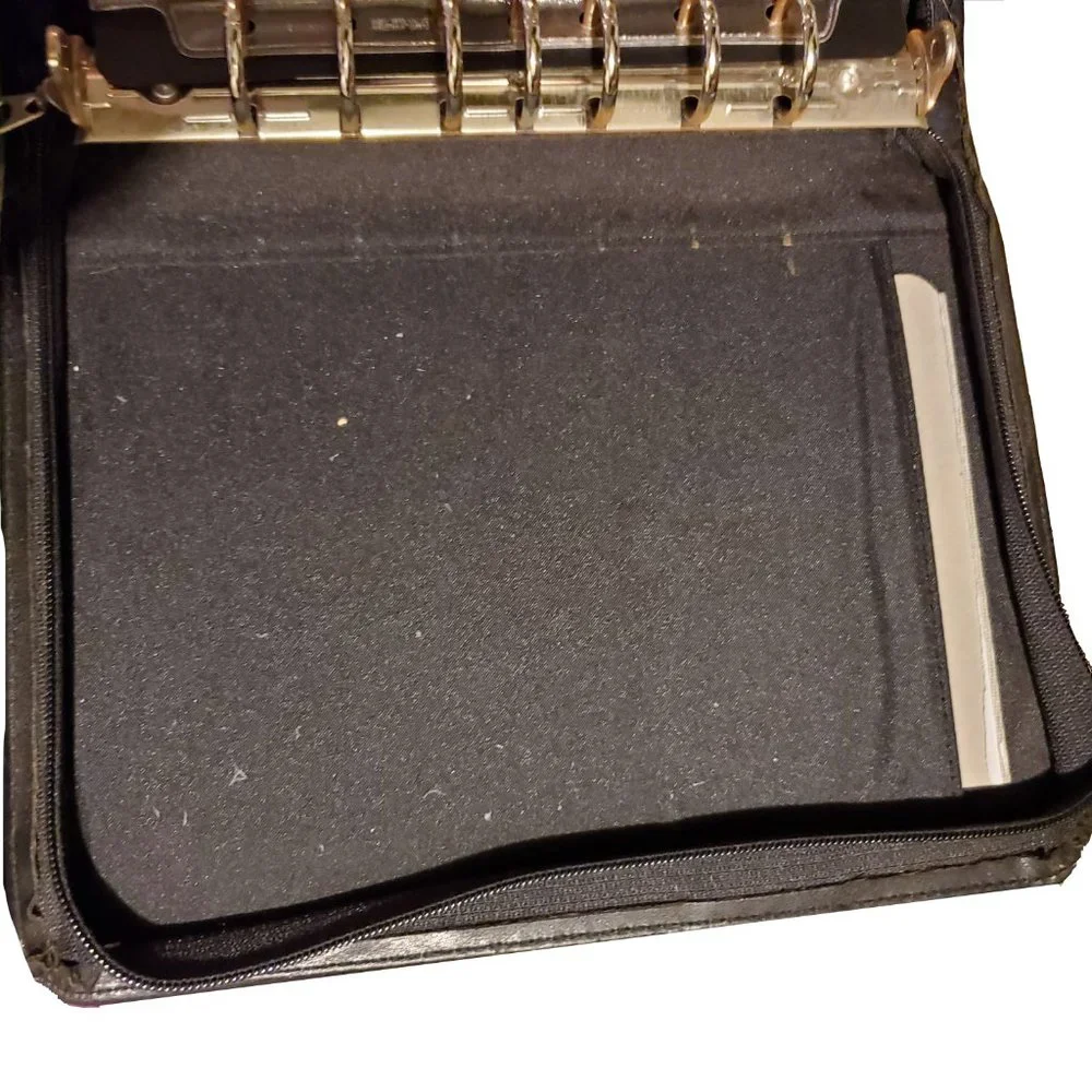 Day-Timer Black Leather Refillable Planner, Used in Fair Condition